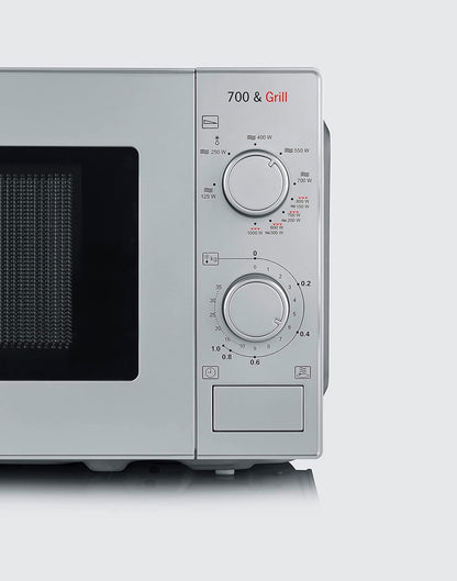 Four À Micro-Ondes Gril 20 L, Four Micro-Onde Avec 9 Niveaux De Puissance, Jusqu'À 1000 W, Micro-Onde Avec Grille, Minuteur 35 Min, Plateau Tournant Amovible (Ø 25,4 Cm), Argent, MW 7900