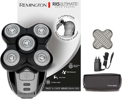 Rasoir Électrique [Spécial Tête Rasée/Chauve] RX5 Ultimate (Ultra Rapide & Facile, 5 Têtes Rotatives Flexibles, Résultat Précis, Utilisation Sans Fil 50Min,Wet&Dry) Tondeuse XR1501