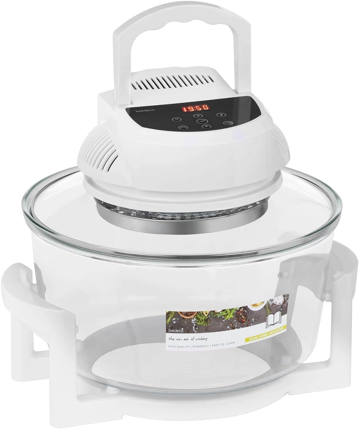 Bredeco Four Halogène Cyclone Cyclonique BCHO-17L-D (1400 W, 250 °C, 12+5 L, Récipient Ø 33,5 X 16,5 Cm, Avec Anneau D'Extension, Minuterie 180 Min)