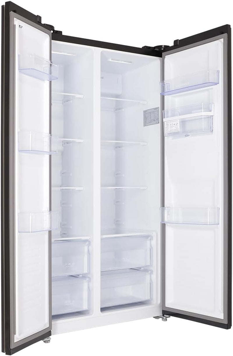 Respekta Réfrigérateur-Congélateur Côte À Côte Avec Distributeur D'Eau En Acier Noir AC178BSWS-18 / H:178 Cm, L:91 Cm/Compartiment Réfrigérateur De 326 L, Congélateur De 174 L, No Frost