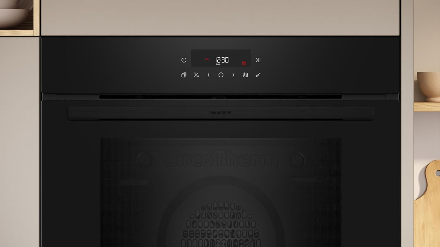 NEFF N 30 B2CCJ7HK0 Einbaubackofen, 59,5 Cm Breit, 71 L, Pyrolyse-Selbstreinigung, Mit Teleskopauszug, Mit Stoppfunktion, Circotherm, Schwarz