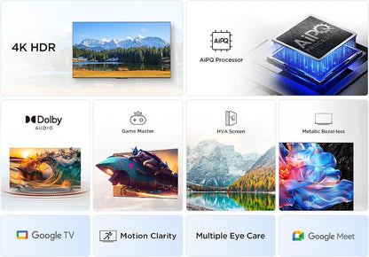 TCL 55V6C LED Direct Smart TV 55", HDR 4K, Avec Technologie Google TV (Dolby Audio, Motion Clarity, Compatible Avec Google Assistant Et Alexa)