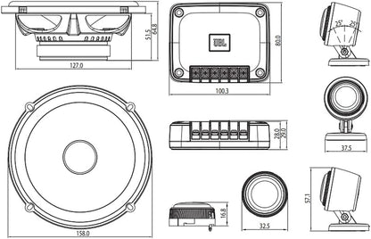 Club 602CTP Système Haut Parleur Voiture À 2 Voies De Harman Kardon - Ensemble D' Enceinte À Composants De 210 Watts, 16 - 17 Cm, Hauts Parleurs D'Aigus Et Filtres