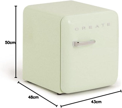 / RETRO FRIDGE 50 Silver/Réfrigérateur Vert Avec Poignée Argent/Pratique Et Fonctionnel, Matériaux Résistants