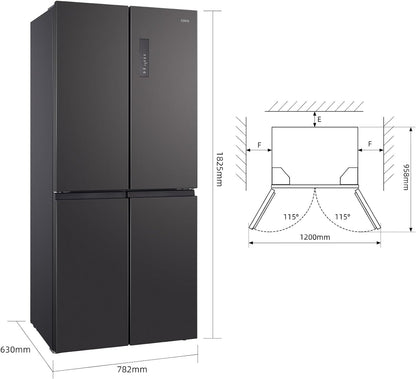 Réfrigérateur Américain Multiportes, Hauteur 182Cm, Profondeur 63Cm, Capacité Totale 415L, Température Care+, Contrôle De L'Humidité, Compresseur Smart Inverter, Inox Foncé, CCD415NEI4E