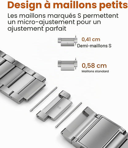 CRNS02 Bracelet En Titane Compatible Avec Apple Watch Ultra 3/2/1 49 Mm & Series 11/10 De 46 Mm – 24 Mm De Largeur, Fermoir Magnétique Réglable En Titane