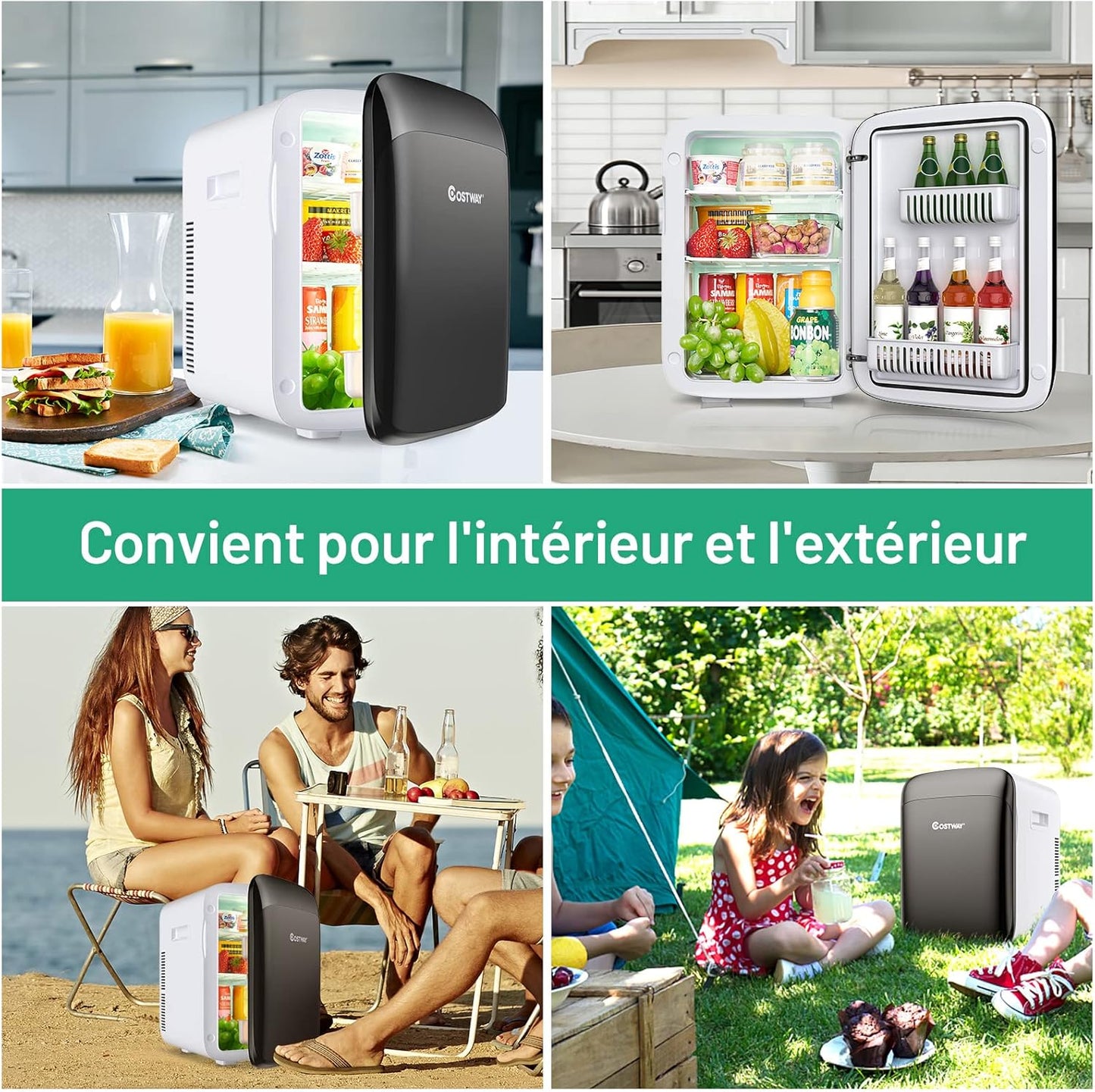 Mini Frigo 15L Mini Réfrigérateur 2 En 1 Fonction De Refroidissement Et De Chauffage, Température -3 ℃ ~ 50 ℃, Mini Frigo Portable 76 Kwh/An Pour Maison/Voiture (Noir)