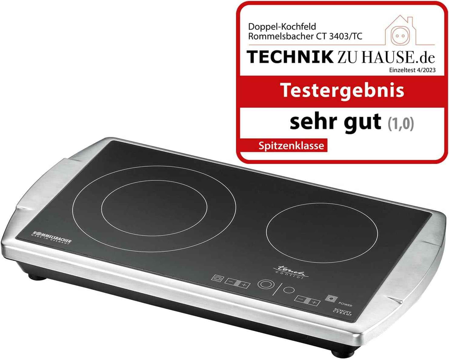 CT 3403/TC Plaque Noir, Acier Inoxydable Comptoir Céramique 2 Zone(S)