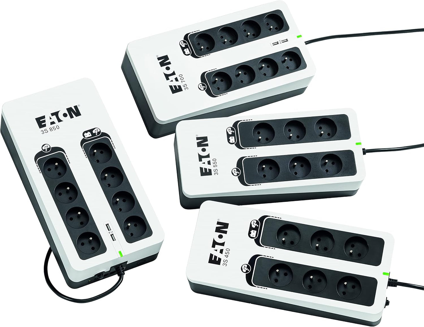 3S 450 FR Onduleur Parafoudre - Off-Line UPS - Alimentation Sans Interruption - Puissance 450VA (6 Prises FR, Parasurtenseur, Silencieux) - Noir&Blanc (3S450F)