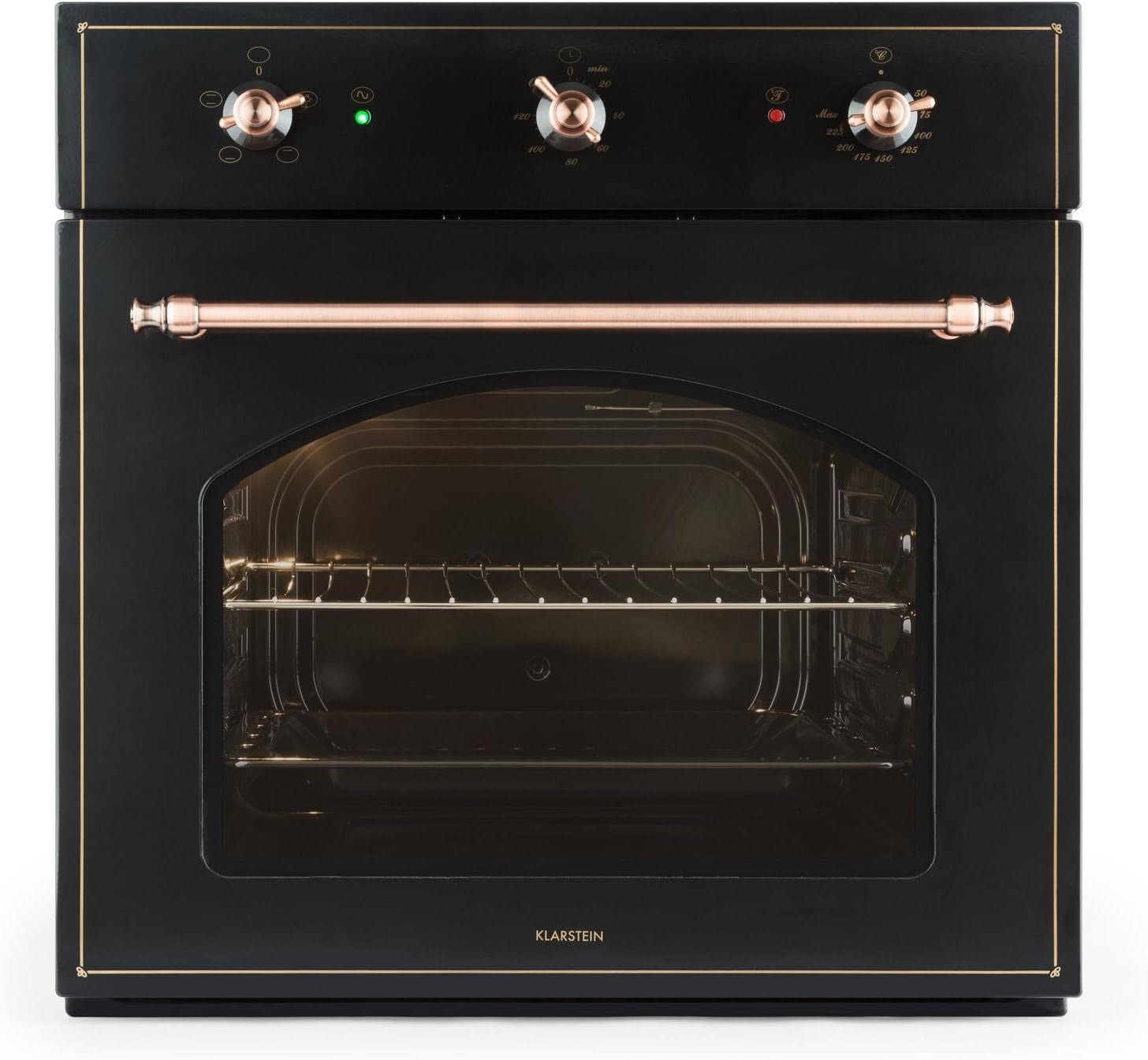 Vilhelmine Four Encastrable (55L, Classe Énergétique A, Look Old School, Jusqu'À 250°C, Minuterie Réglable Jusqu'À 120Min) - Noir