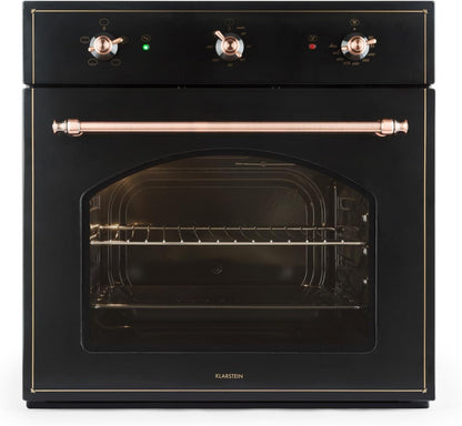 Vilhelmine Four Encastrable (55L, Classe Énergétique A, Look Old School, Jusqu'À 250°C, Minuterie Réglable Jusqu'À 120Min) - Noir