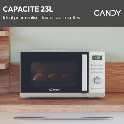 Moderna CMGA23TNDW Four Micro-Ondes Gril 900W 23L Digital, Fonction Décongélation, Plateau Tournant, 11 Niveaux De Puissance,19 Menus Auto, Grille Métal, Cuisson Express, Sécurité Enfant,Blanc