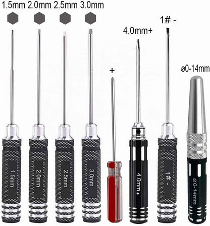 Kit D'Outils 20 En 1 Télécommandés, Plat/Phillips/Hexagonaux, Clé De Roue, Clé À Douille D'Écrou, Outils De Réparation Pour Voitures Télécommandées 1/18 1/16 1/8 1/10 RC