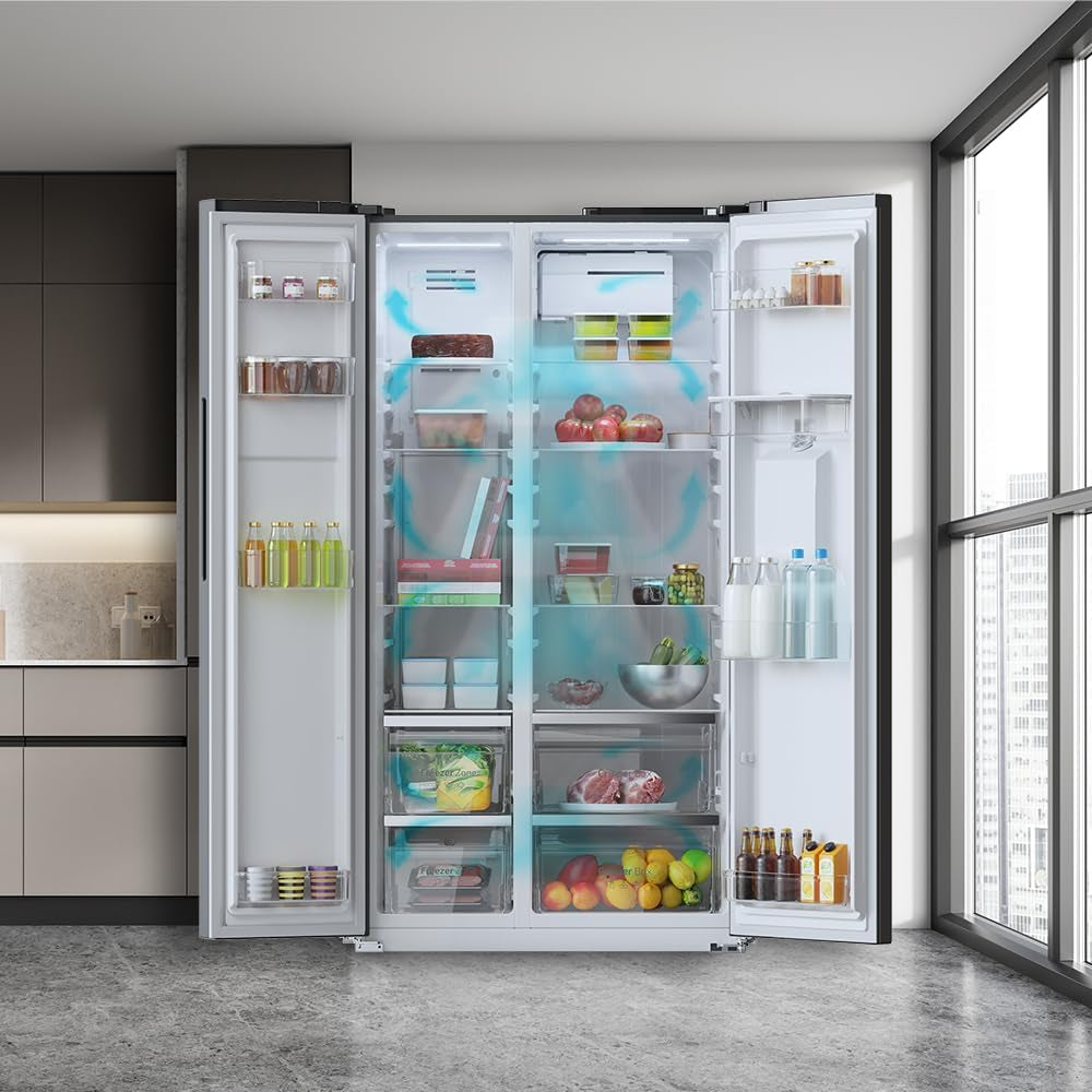 American Refrigerator Bolero Coolmarket SBS 559 Dark E. 559L, 177 Cm X 90 Cm, Class E, Multi Air Flow System, Total No Frost, Inverter plus Motor.