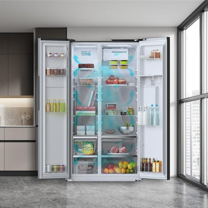 American Refrigerator Bolero Coolmarket SBS 559 Dark E. 559L, 177 Cm X 90 Cm, Class E, Multi Air Flow System, Total No Frost, Inverter plus Motor.