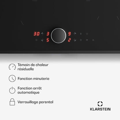 Klarstein Magnichef Plaque Induction Encastrable - 4 Zones, 8200W Boost, Commande Magnétique, Minuterie, Sécurité Enfant, Détection Casserole, Plaque Cuisson Induction