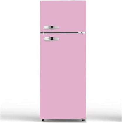 PKM GK210-2 SP Stand Retro Kühl-Gefriekombination, 54 Cm Breit, 206 L, Regelbares Thermostat, LED Beleuchtung, Pink