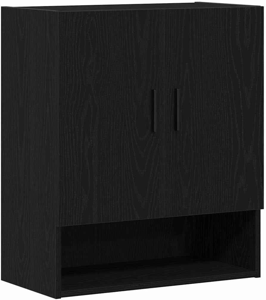 Meuble Mural 60 X 31 X 70 Cm Bois D'Ingénierie Chêne Noir | T'As Largement De La Place Pour Ranger Tes Affaires Et Garder Tout En Ordre,