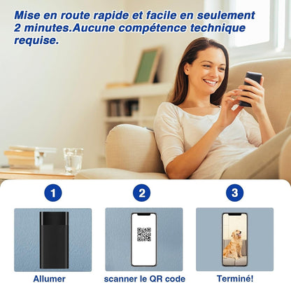 MW8 Caméra Espion Wifi 2K Ultra HD Camera Sans Fil, 5000Mah Batterie, Détection De Mouvement Intelligente, Alarme Sur Téléphone Portable, Vision Nocturne, Alarme Par E-Mail,Noir