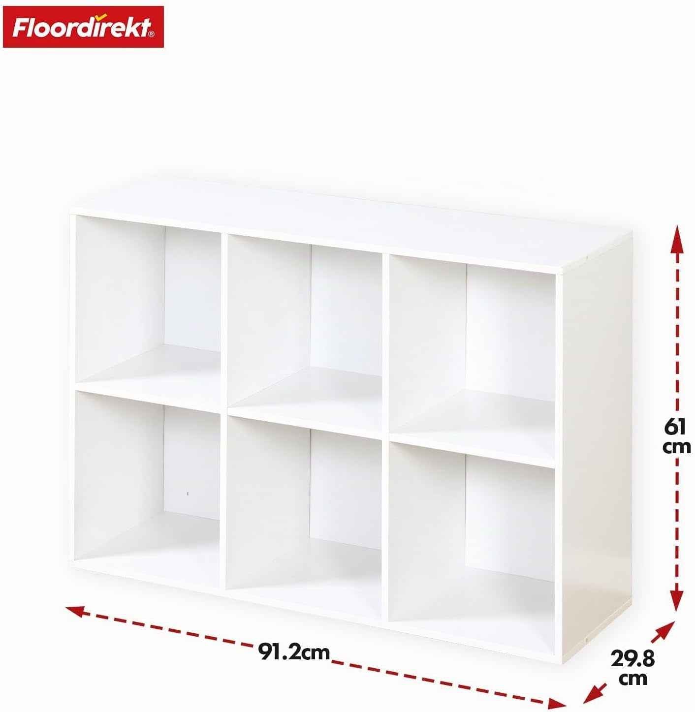 Bibliothèque Blanche En Bois Avec 6 Compartiments, Étagère Cube Pour Salon Et Chambre À Coucher (Vermont)