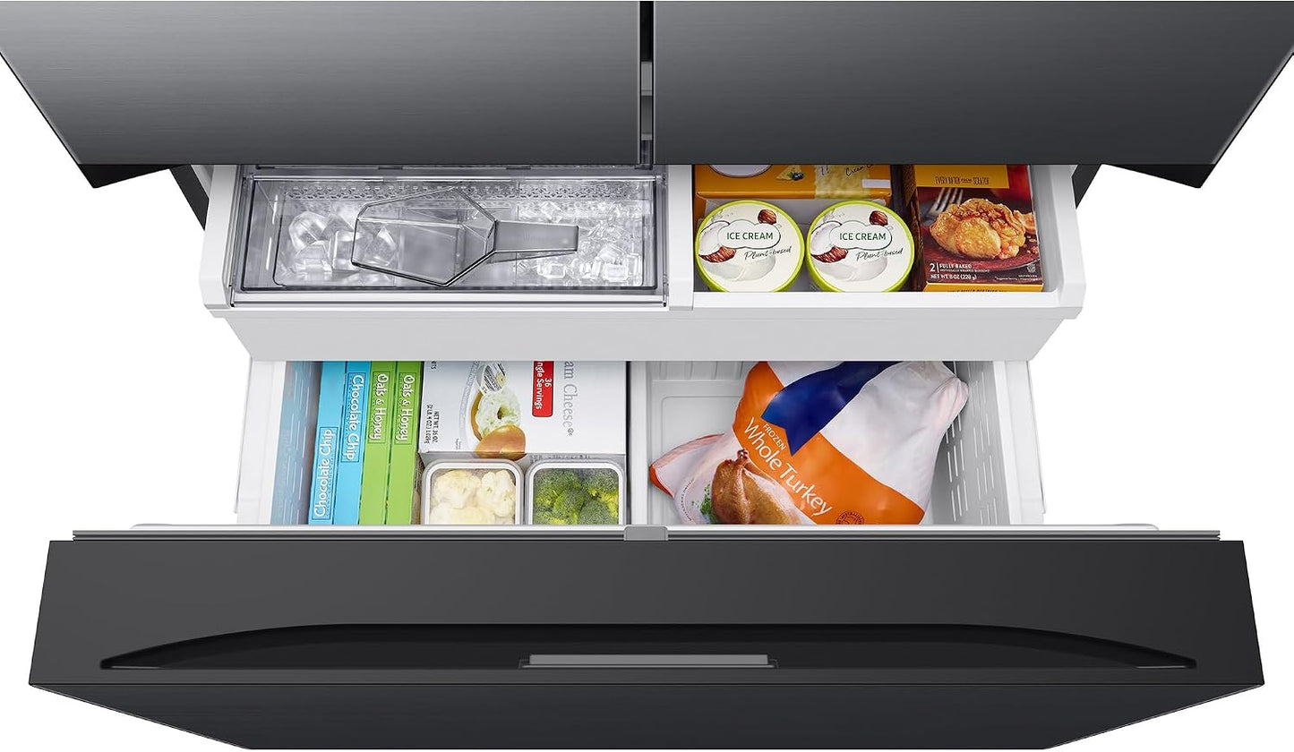 Samsung RF24BB620EB1EF French-Door-Kühlschrank Mit Gefrierfach, 177,8 Cm, 674 L, Smartthings AI Energy Mode, Autofill Water Picher, Dual Ice Maker, Premium Black Steel