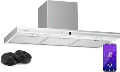 Klarstein Auriana Hotte Murale - 90Cm Hotte Aspirante, Débit 700 M³/H, A+ Énergie, Éclairage LED 6000K, Wifi & Tactile, Silencieuse 56 Db, Filtre À Charbon, Noir