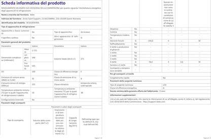 Beko BCSA285K4SN Réfrigérateur Combiné - Encastrable, Volume Total 271L : 193L (Réfrigération) + 78L (Congélation), Minfrost, Compresseur Prosmart Inverter, Zone 0°C, 35 Db, Classe E