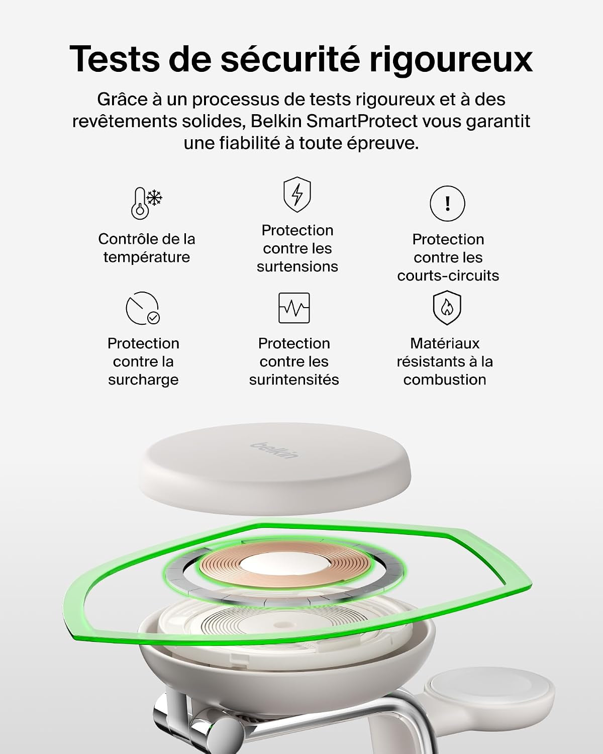 Belkin Ultracharge Pro Station Sans Fil 3-En-1 25 W, Qi2.2 - Beige | Qi2, Chargeur Magnétique Magsafe, Refroidissement, Câble Et Adaptateur Secteur 45 W, Recharge De Trois Appareils