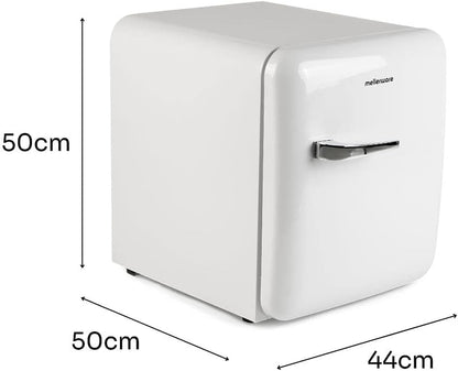 - Mini Réfrigérateur Freezy | Classe A+ | Température Réglable | Design Vintage Américain | Petit Réfrigérateur À Porte Unique | 2 Compartiments + 1 Vertical Eau Ou Vin | Blanc