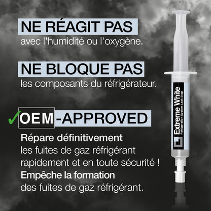 Extreme White – 6 X 12 Ml – Arrêt De Fuite De Réfrigérant Pour Réfrigérateurs Avec Compresseur Hermétique Et R600 – R290 – R134A, Adaptateur SAE 1/4 Inclus