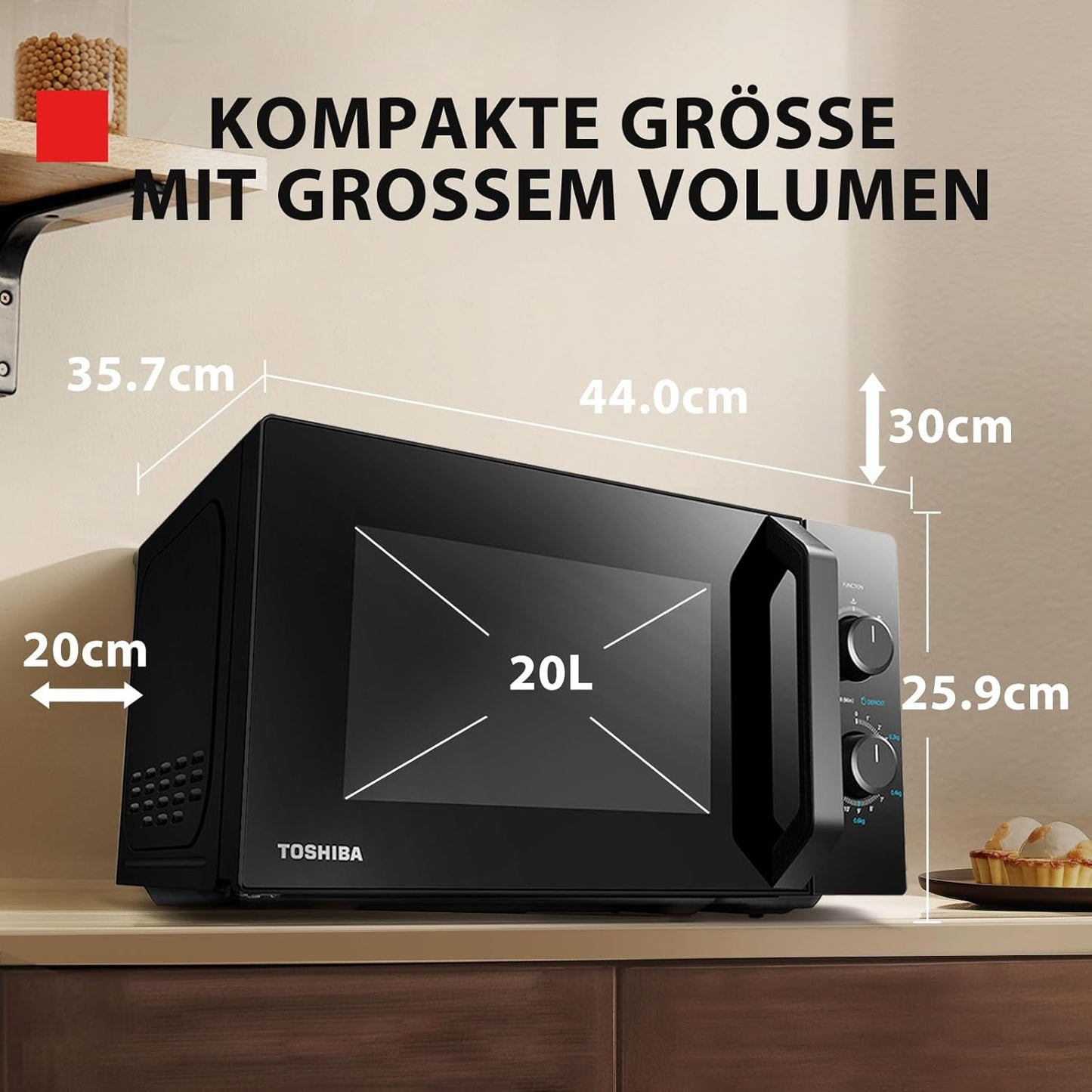 Micro-Ondes Solo 20L MW2-MM20PF(BK), Micro-Ondes Sur Pied, 800W, 5 Niveaux De Puissance, Avec Décongélation Facile, Éclairage LED À L'Intérieur, Noir