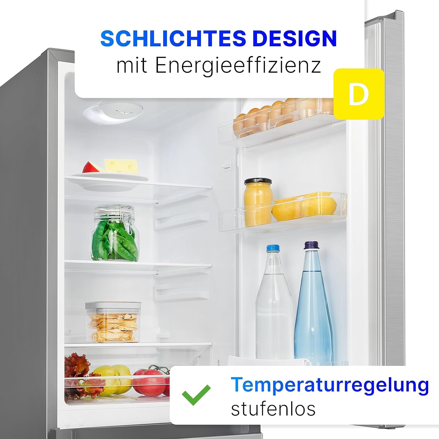 Bomann Réfrigérateur Et Congélateur 175L Inox Kg322-1-Inox, Capacité Nette : 175 Litres, Contrôle De La Température En Continu, Charnières De Porte À Droite, Interchangeables, Pieds Réglables