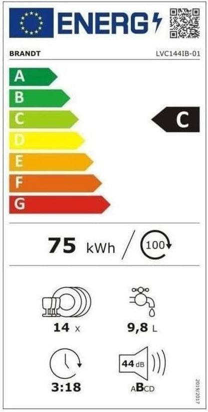 Lave-Vaisselle Pose Libre  LVC144IB - 14 Couverts - Induction - L60Cm - 44 Db - Noir