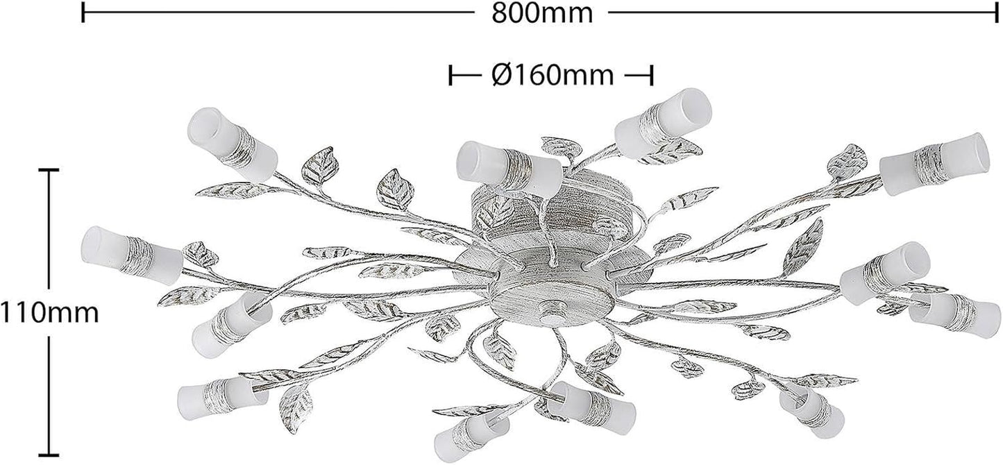 LED Plafonnier Bolonia (Traditionnel) En Bronze Métal E. A. Pour Salon & Salle À Manger (À 12 Lampes,), Eclairage Lampe Luminaire Plafond Eclerage