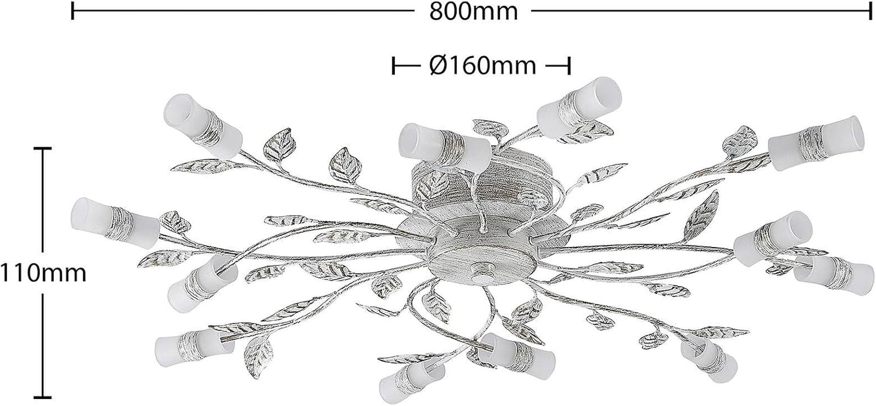 LED Plafonnier Bolonia (Traditionnel) En Bronze Métal E. A. Pour Salon & Salle À Manger (À 12 Lampes,), Eclairage Lampe Luminaire Plafond Eclerage