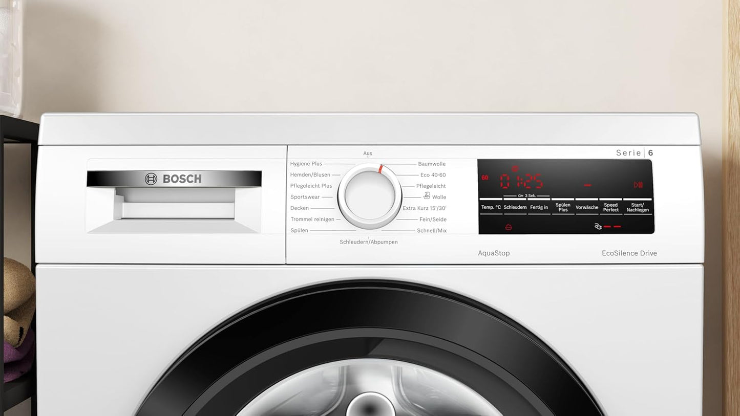 WUU28T48 Série 6 Machine À Laver Encastrable, 1 À 8 Kg, 1400 Tr/Min, Économie D'Énergie Et D'Eau, Speed Perfect Programmes Supplémentaires Pour Le Sport, Les Vêtements Foncés Et Les Vêtements De