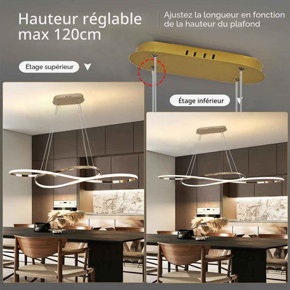 Suspensions LED Modernes, Lampe De Salle À Manger Suspendue, Lustre 54W Avec Télécommande, Suspension Pour Les Cuisines, Salles À Manger, Salons. Noir
