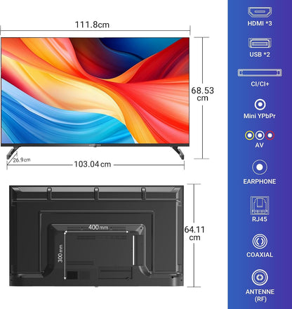 S50 Smart TV 50 Pouces(127Cm), Andriod TV 4K UHD, HDR10, Dolby Audio, Google Assistance, Bluetooth Triple Tuner (DVB-C/S2/-T2), Dazn/Disney+/Netflix/Prime Video/Youtube, Wifi