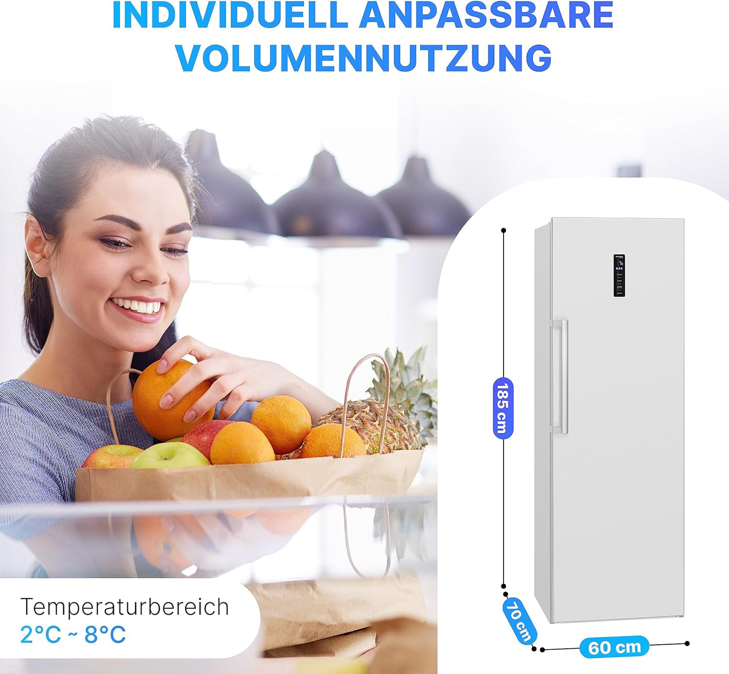 Bomann, Réfrigérateur Pour Compartiment Complet 355, Système Multiairflow : Circulation De L'Air Optimale Et Refroidissement Uniforme, VS7329, Blanc