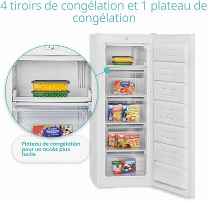 Congélateur Armoire 168 L Tiroirs GS 7364, Pose Libre, Blanc | Congélateur Pose Libre, Tiroirs De Rangement, Réglage De Température, Silencieux, Aspect Moderne