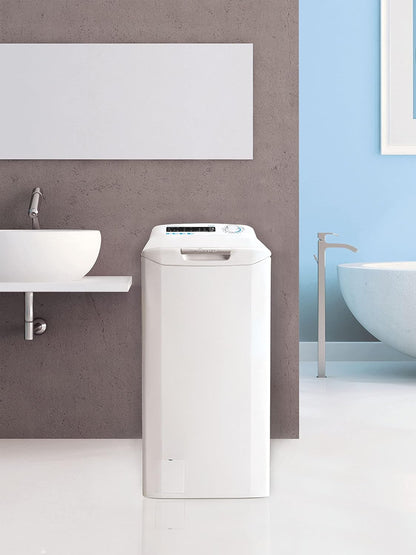 Smart CSTG 28TE/1-11 Machine À Laver À Charge Par Le Haut, 8 Kg, 1200 Tours, 17 Programmes, Connectivité NFC, 41 X 60 X 86 Cm, Classe F, Blanc