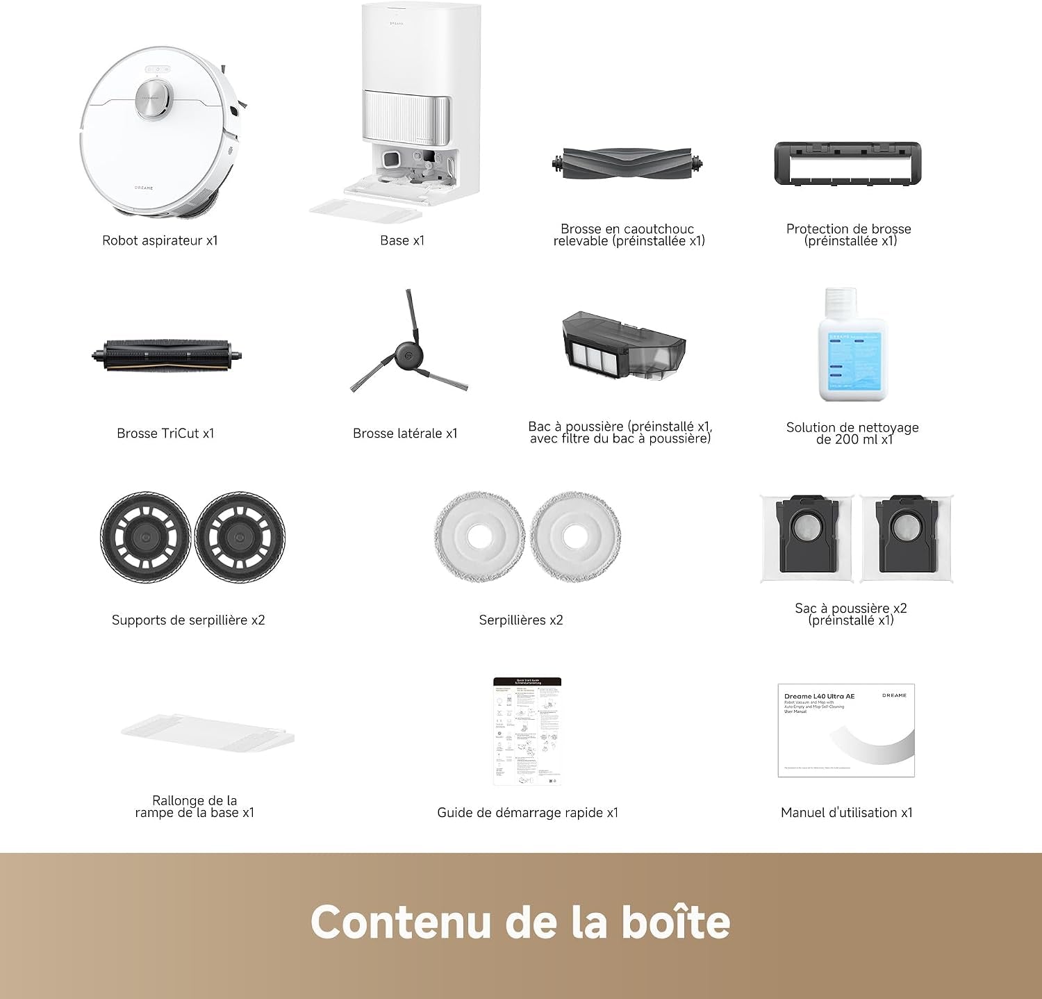 Dreame L40 Ultra AE Robot Aspirateur, 19 000 Pa Aspiration Puissante | Brosse Tricut, Nettoyage Sec-Humide, Dock Tout-En-1 Vidange Automatique, Sélection De Brosses Variée