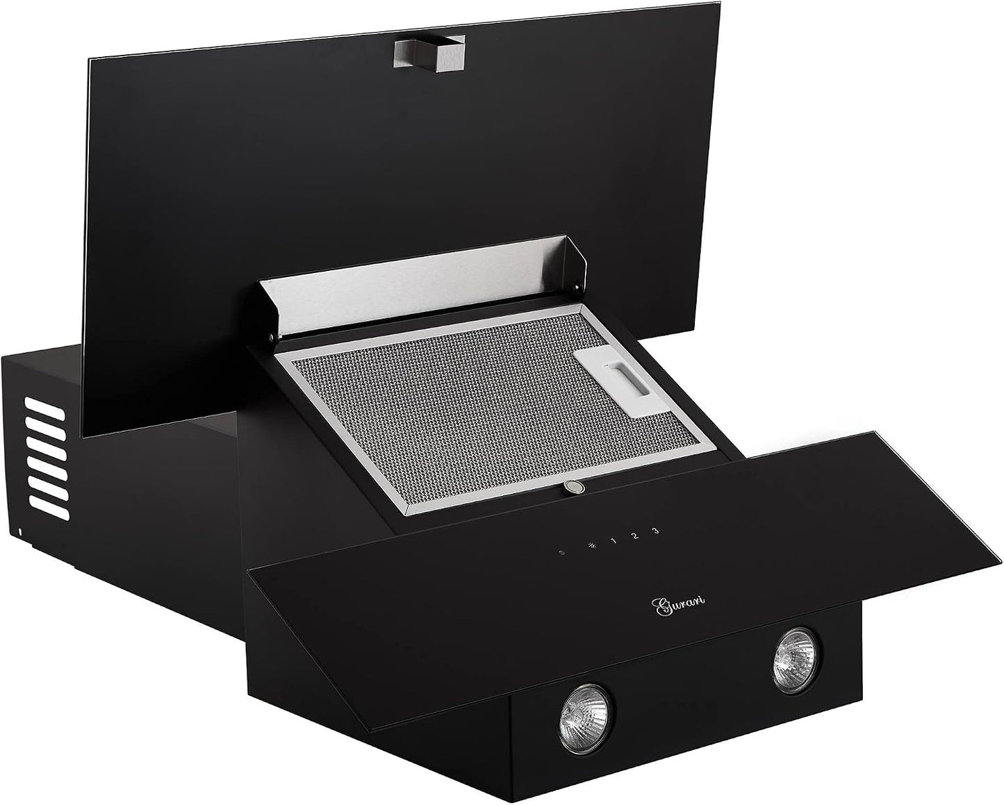 GCH D 268.6 BL Prime, Hotte Murale 60 Cm, Verre Noir, 1000M³/H, Télécommande, Tuyau Inclus