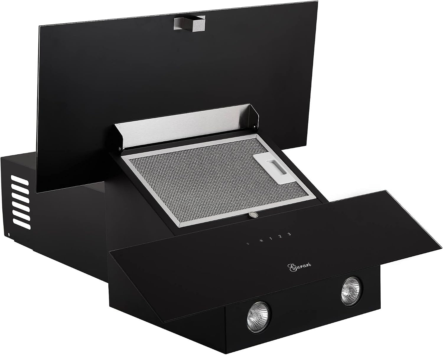 GCH D 268.6 BL Prime, Hotte Murale 60 Cm, Verre Noir, 1000M³/H, Télécommande, Tuyau Inclus