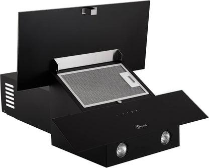 GCH D 268.6 BL Prime, Hotte Murale 60 Cm, Verre Noir, 1000M³/H, Télécommande, Tuyau Inclus