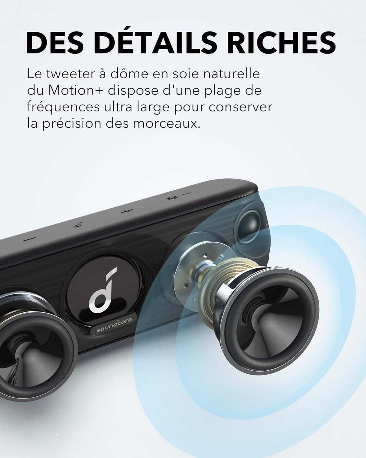 Par Anker Motion+ Enceinte Bluetooth Puissante | Son Hi-Res 30 W, USB-C, 12 Heures D'Autonomie, Étanchéité IPX7, Application Avec EQ Modifiable, DSP Avancé Et Audio Fidèle