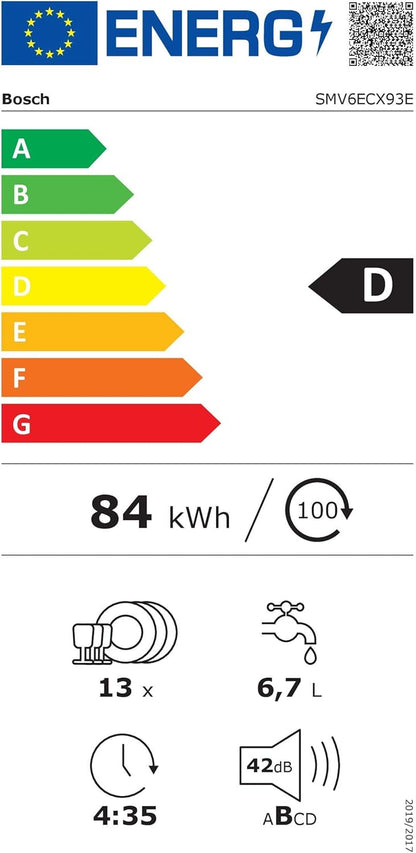 SMV6ECX93E - Série 6 - Lave-Vaisselle Tout Encastrable - Home Connect - 13 Couverts - Silence plus 40 Db