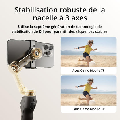 Stabilisateur Nacelle DJI Osmo Mobile 7P Pour Iphone, Android, Suivi Natif | Éclairage, Nacelle Pour Téléphone À 3 Axes, Lancement Rapide, Édition En Un Seul Clic, 10 H D'Utilisation