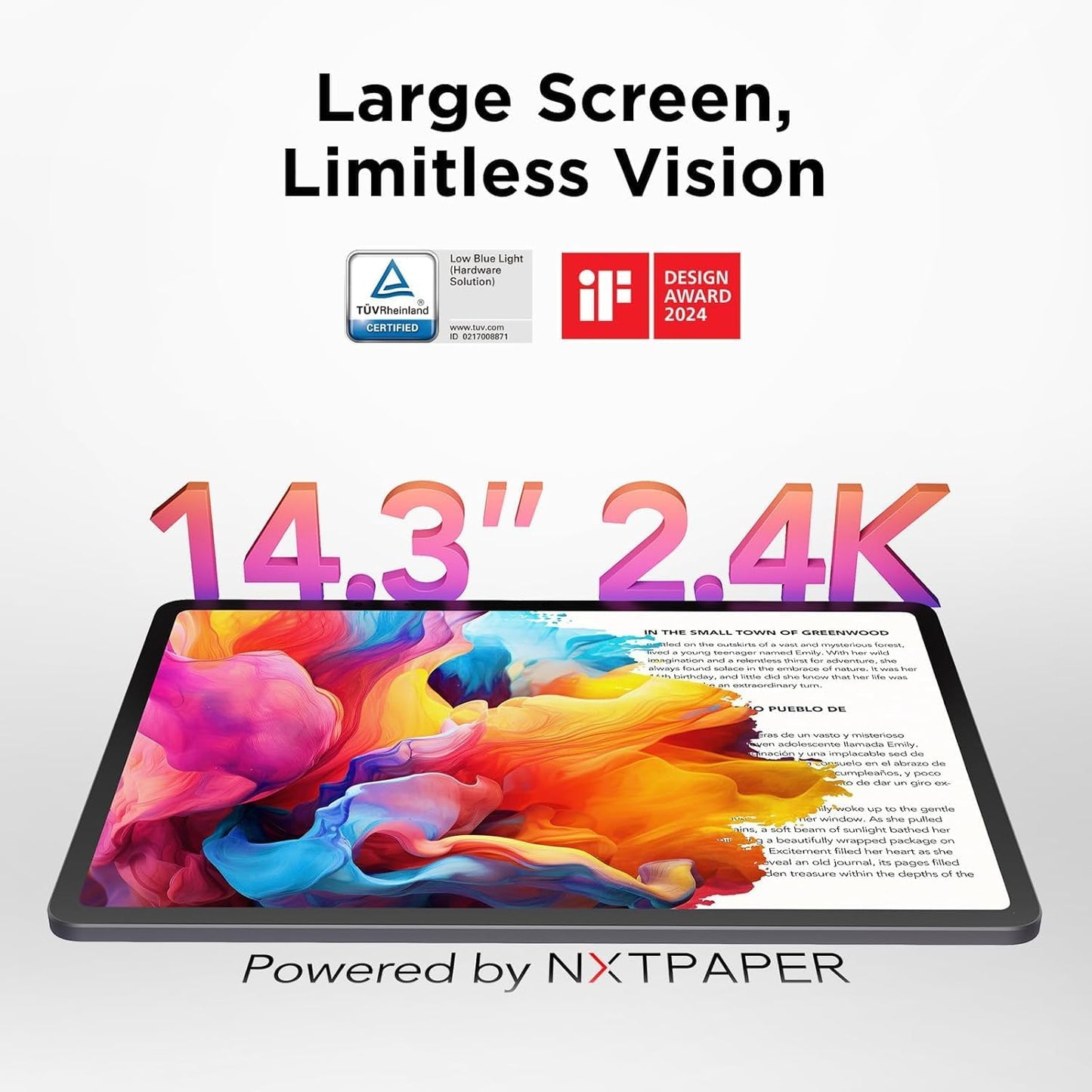 NXTPAPER 14 - Étui À Rabat - T-Pen - Tablette Wi-Fi Display NXTPAPER 14 Pouces 16GB RAM, 256GB ROM Batterie 10000Mah Charge Rapide 33W - Chargeur De Batterie - Étui Et Stylo, Gris