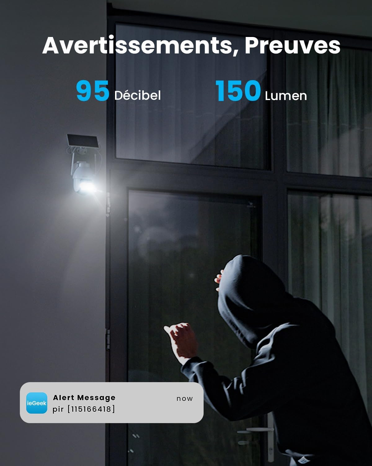 2K (3MP) Camera Surveillance Wifi Exterieure Sans Fil Solaire | Détection Humaine IA, Nocturne Couleur, Recharge Faible Luminosité, Installation Facile, Wifi 6, Sans Abonnement, 2 Pièces